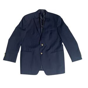 Ralph Lauren Suit Coat Men Navy Blue Large Gold Buttons Career Business Corpcore